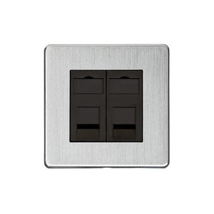 Studio Range Satin Chrome Switches & Sockets, Y33 - 2 Gang RJ45 by Heritage Brass By M-Marcus
