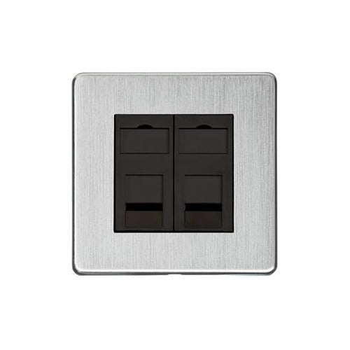 Studio Range Satin Chrome Switches & Sockets, Y33 - 2 Gang RJ45 by Heritage Brass By M-Marcus