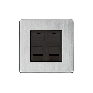 Studio Range Satin Chrome Switches & Sockets, Y33 - 2 Gang RJ45 by Heritage Brass By M-Marcus