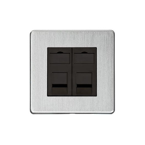 Studio Range Satin Chrome Switches & Sockets, Y33 - 2 Gang RJ45 by Heritage Brass By M-Marcus