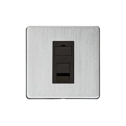 Studio Range Satin Chrome Switches & Sockets, Y33 - 1 Gang RJ45 by Heritage Brass By M-Marcus