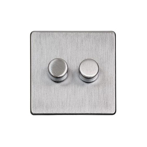 Studio Range-Satin Chrome-2 Gang LED Dimmer (Compatible with LED Lamps)