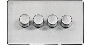 Heritage Brass Electrical, Studio Range - Satin Chrome - 4 Gang Dimmer (250 watts), 4 Gang Dimmer (250 watts), 2 Way Push On/Off Dimmer Switches, 4 Gang Dimmer (250 watts)