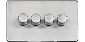 Heritage Brass Electrical, Studio Range - Satin Chrome - 4 Gang Dimmer (400 watts), 4 Gang Dimmer (400 watts), 2 Way Push On/Off Dimmer Switches, 4 Gang Dimmer (400 watts)