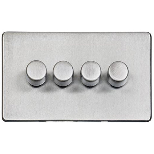 Studio Range Satin Chrome Switches & Sockets, Y33 - 4 Gang Dimmer 400 watts(Compatible with halogen/ incandescent bulbs) by Heritage Brass By M-Marcus