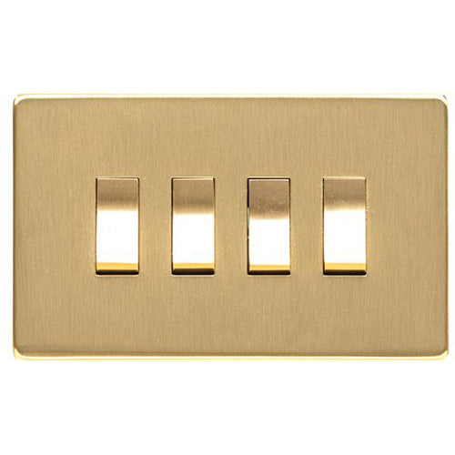 Studio Range Satin Brass Switches & Sockets, Y44 - 4 Gang Rocker Switch by Heritage Brass By M-Marcus