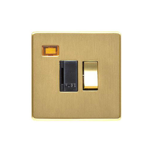 Studio Range Satin Brass Switches & Sockets, Y44 - Switched Spur with Neon (13 Amp) by Heritage Brass By M-Marcus
