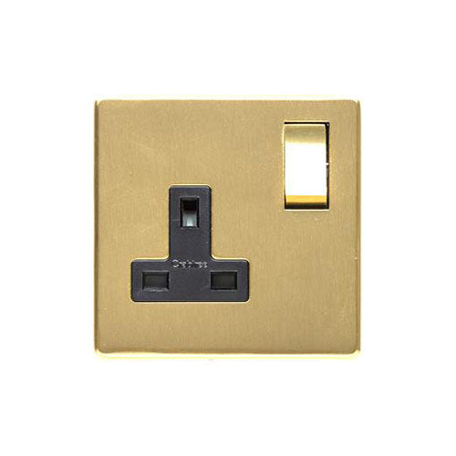 Studio Range Satin Brass Switches & Sockets, Y44 - Single Socket (13 Amp) by Heritage Brass By M-Marcus