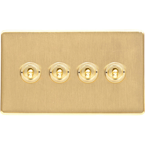 Studio Range Satin Brass Switches & Sockets, Y44 - 4 Gang Toggle Switch by Heritage Brass By M-Marcus