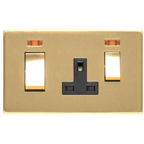 Studio Range Satin Brass Switches & Sockets, Y44 - 45A Cooker Unit + 13A Socket by Heritage Brass By M-Marcus