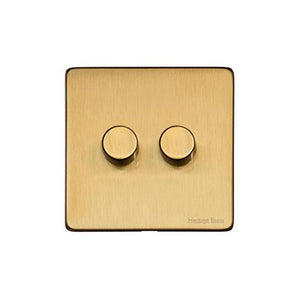 Studio Range Satin Brass Switches & Sockets, Y44 - 2G Multi Location Primary Dimmer by Heritage Brass By M-Marcus