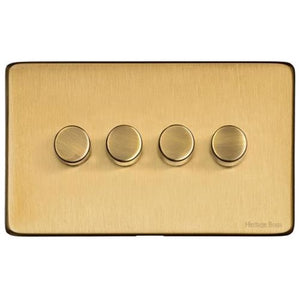 Studio Range Satin Brass Switches & Sockets, Y44 - 4G Multi Location Primary Dimmer by Heritage Brass By M-Marcus