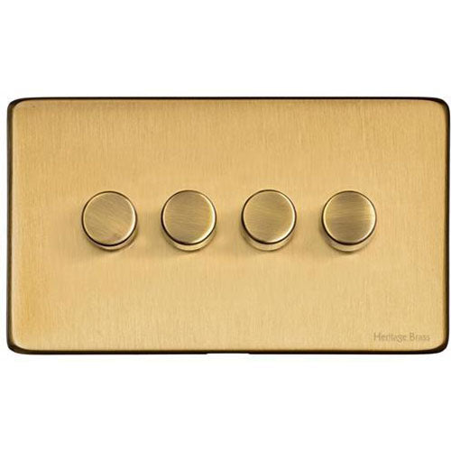Studio Range-Satin Brass-4 Gang LED Dimmer (Compatible with LED Lamps)