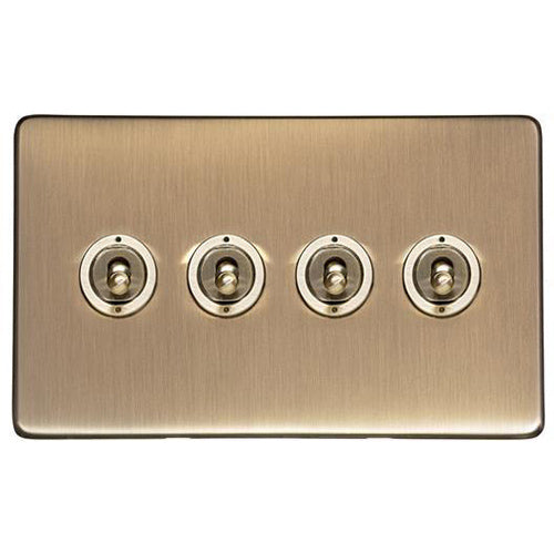 Studio Range Antique Brass Switches & Sockets, Y91 - 4 Gang Toggle Switch by Heritage Brass By M-Marcus