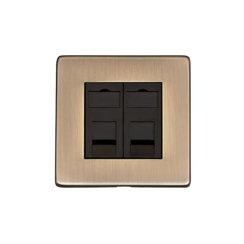 Studio Range Antique Brass Switches & Sockets, Y91 - 2 Gang RJ45 by Heritage Brass By M-Marcus