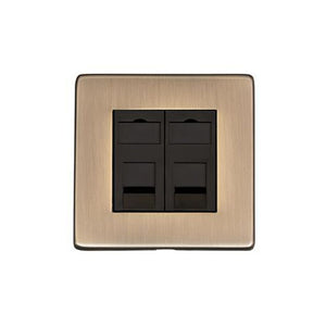 Studio Range Antique Brass Switches & Sockets, Y91 - 2 Gang RJ45 by Heritage Brass By M-Marcus