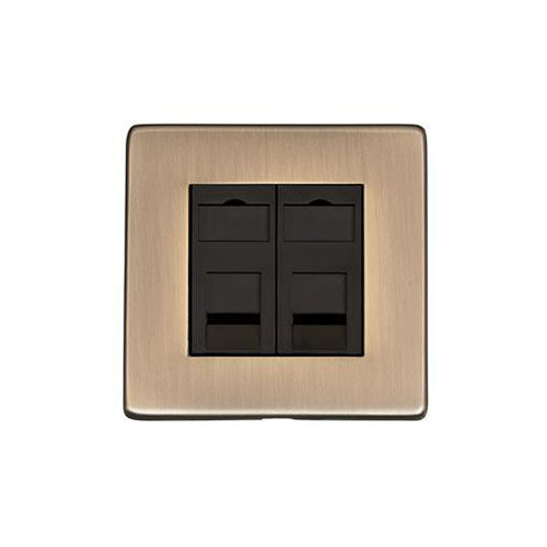 Studio Range Antique Brass Switches & Sockets, Y91 - 2 Gang RJ45 by Heritage Brass By M-Marcus