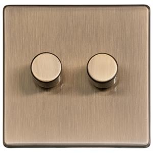 Studio Range - Antique Brass - 2 Gang Dimmer (250 watts)