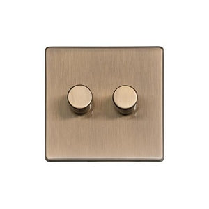 Studio Range Antique Brass Switches & Sockets, Y91 - 2G Multi Location Secondary Dimmer by Heritage Brass By M-Marcus