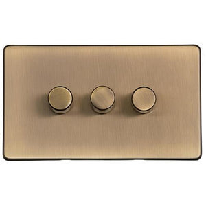 Studio Range Antique Brass Switches & Sockets, Y91 - 3G Multi Location Primary Dimmer by Heritage Brass By M-Marcus