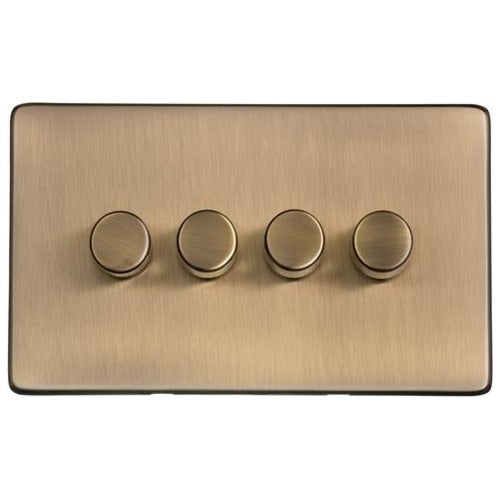 Studio Range Antique Brass Switches & Sockets, Y91 - 4 Gang TED Dimmer (Compatible with LED Lamps) by Heritage Brass By M-Marcus