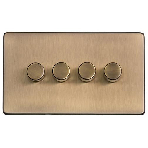 Studio Range Antique Brass Switches & Sockets, Y91 - 4 Gang TED Dimmer (Compatible with LED Lamps) by Heritage Brass By M-Marcus