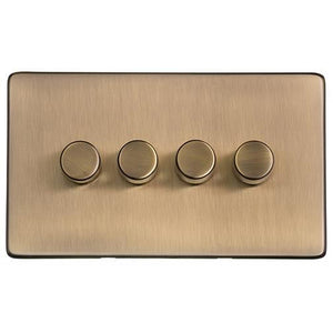 Studio Range Antique Brass Switches & Sockets, Y91 - 4 Gang Dimmer 400 watts(Compatible with halogen/ incandescent bulbs) by Heritage Brass By M-Marcus