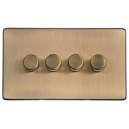 Studio Range Antique Brass Switches & Sockets, Y91 - 4 Gang Dimmer 400 watts(Compatible with halogen/ incandescent bulbs) by Heritage Brass By M-Marcus