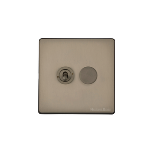 Studio Range Aged Pewter Switches & Sockets, YAP - 2G Mixed Toggle Dimmer Switch 1xToggle 1xTED by Heritage Brass By M-Marcus