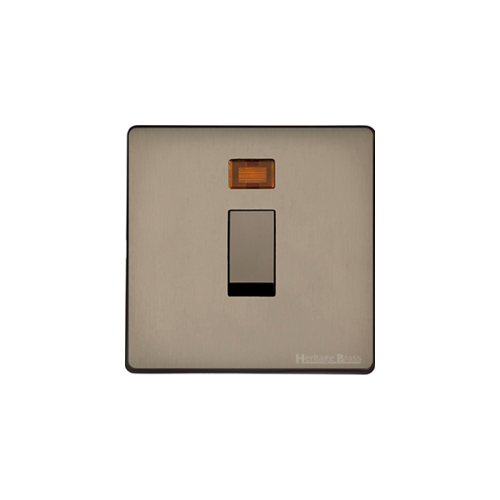 Studio Range Aged Pewter Switches & Sockets, YAP - 20A Double Pole Switch with Neon by Heritage Brass By M-Marcus