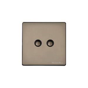 Studio Range Aged Pewter Switches & Sockets, YAP - 2 Gang TV Coaxial Socket by Heritage Brass By M-Marcus