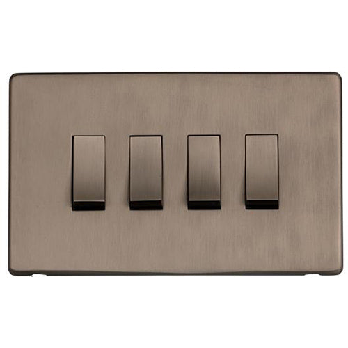 Studio Range Aged Pewter Switches & Sockets, YAP - 4 Gang Rocker Switch by Heritage Brass By M-Marcus