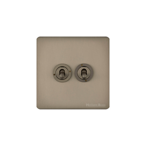 Studio Range Aged Pewter Switches & Sockets, YAP - 2 Gang Toggle Switch by Heritage Brass By M-Marcus