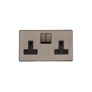 Studio Range Aged Pewter Switches & Sockets, YAP - Double Socket (13 Amp) by Heritage Brass By M-Marcus