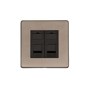 Studio Range Aged Pewter Switches & Sockets, YAP - 2 Gang RJ45 by Heritage Brass By M-Marcus