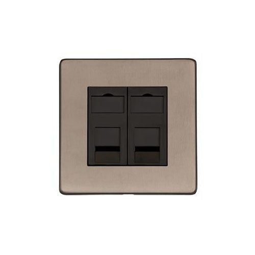 Studio Range Aged Pewter Switches & Sockets, YAP - 2 Gang RJ45 by Heritage Brass By M-Marcus
