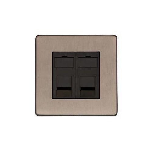 Studio Range Aged Pewter Switches & Sockets, YAP - 2 Gang RJ45 by Heritage Brass By M-Marcus
