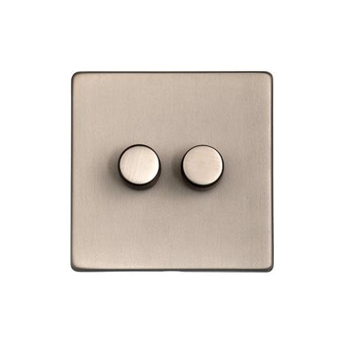 Studio Range Aged Pewter Switches & Sockets, YAP - 2 Gang TED Dimmer (Compatible with LED Lamps) by Heritage Brass By M-Marcus