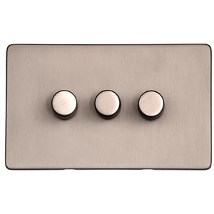 Studio Range Aged Pewter Switches & Sockets, YAP - 3 Gang Dimmer 400 watts (Compatible with halogen/ incandescent bulbs) by Heritage Brass By M-Marcus