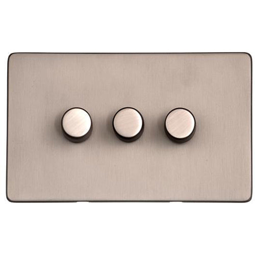 Studio Range Aged Pewter Switches & Sockets, YAP - 3 Gang TED Dimmer (Compatible with LED Lamps) by Heritage Brass By M-Marcus