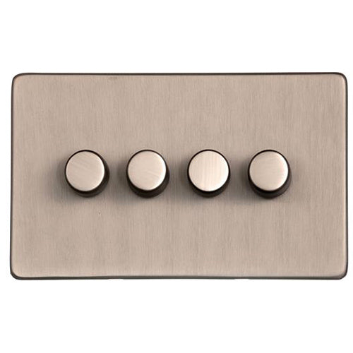 Studio Range Aged Pewter Switches & Sockets, YAP - 4 Gang TED Dimmer (Compatible with LED Lamps) by Heritage Brass By M-Marcus
