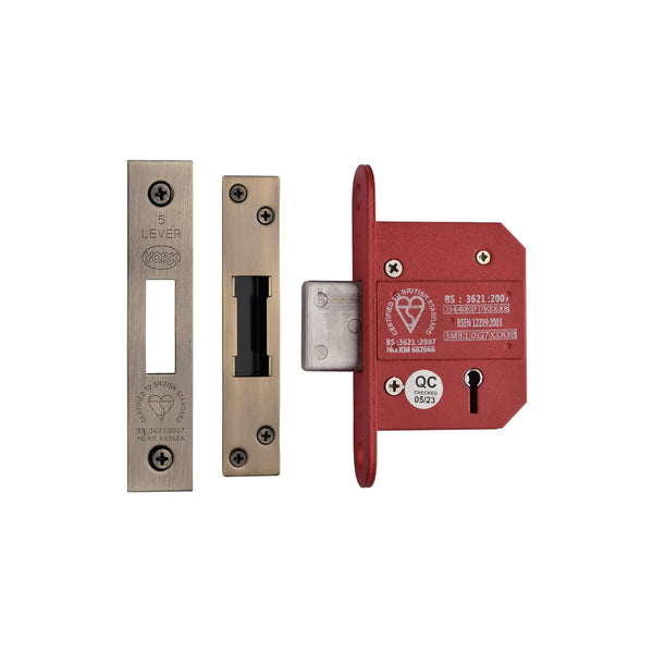 CE York British Standard 5 Lever Deadlock 2 1/2" by M Marcus - Heritage Brass