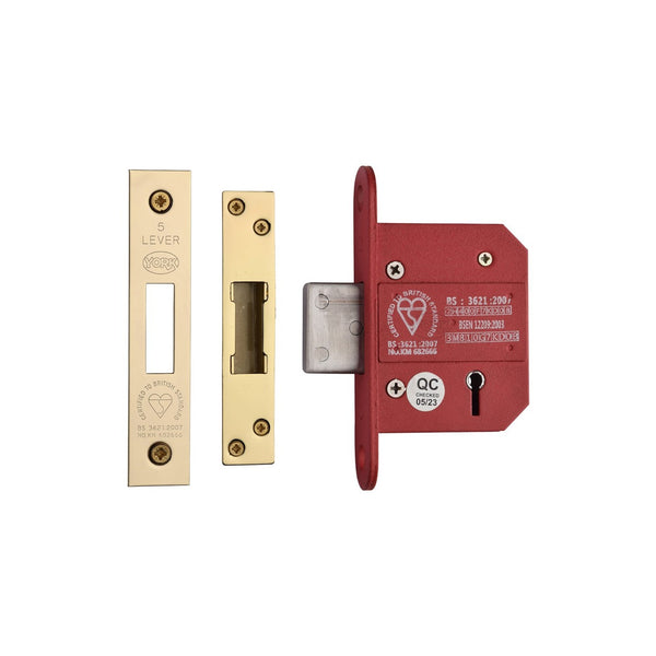 CE York British Standard 5 Lever Deadlock 2 1/2" by M Marcus - Heritage Brass