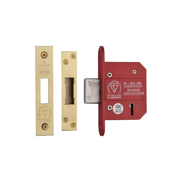 CE York British Standard 5 Lever Deadlock 2 1/2" by M Marcus - Heritage Brass