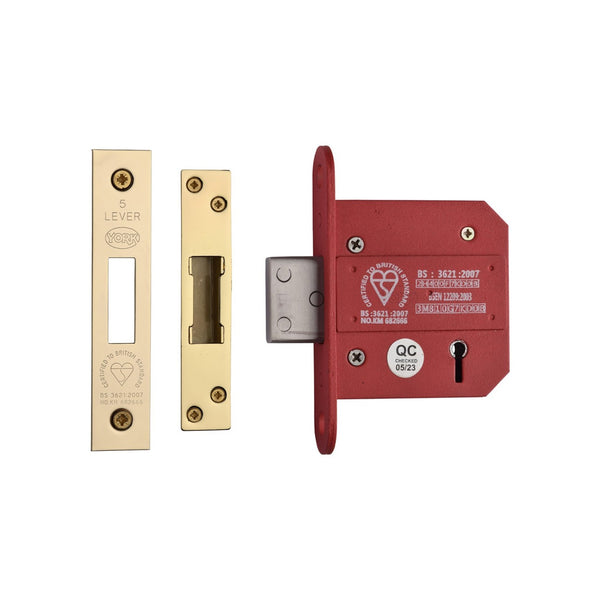 CE York British Standard 5 Lever Deadlock 3" by M Marcus - Heritage Brass