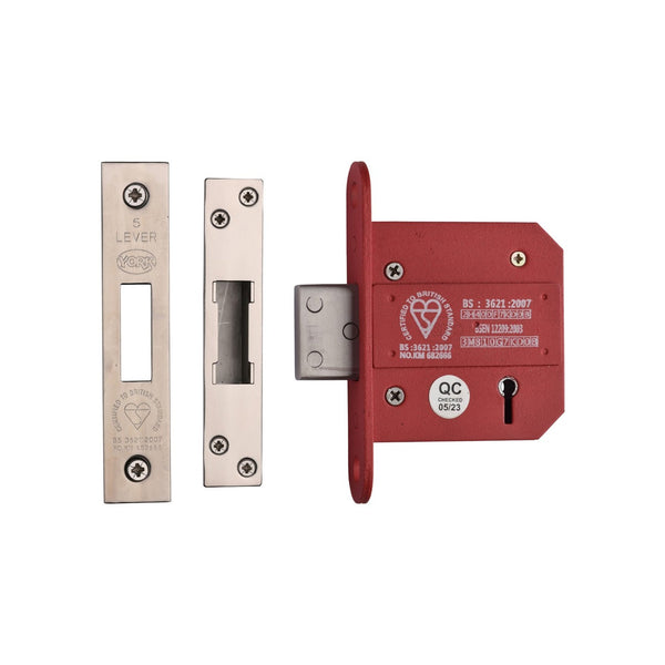 CE York British Standard 5 Lever Deadlock 3" by M Marcus - Heritage Brass