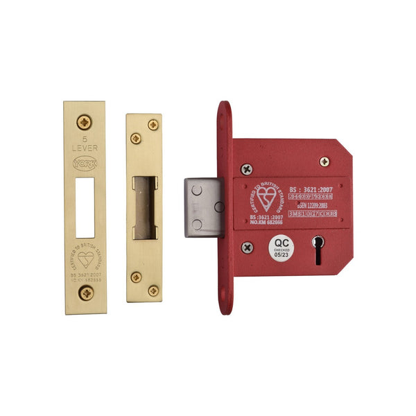 CE York British Standard 5 Lever Deadlock 3" by M Marcus - Heritage Brass