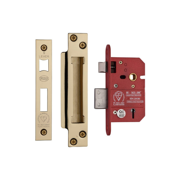 CE York British Standard 5 Lever Sashlock 2 1/2" by M Marcus - Heritage Brass