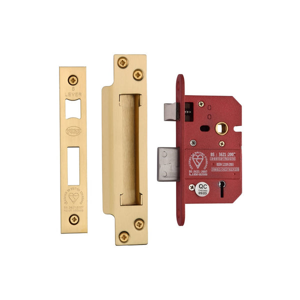 CE York British Standard 5 Lever Sashlock 2 1/2" by M Marcus - Heritage Brass