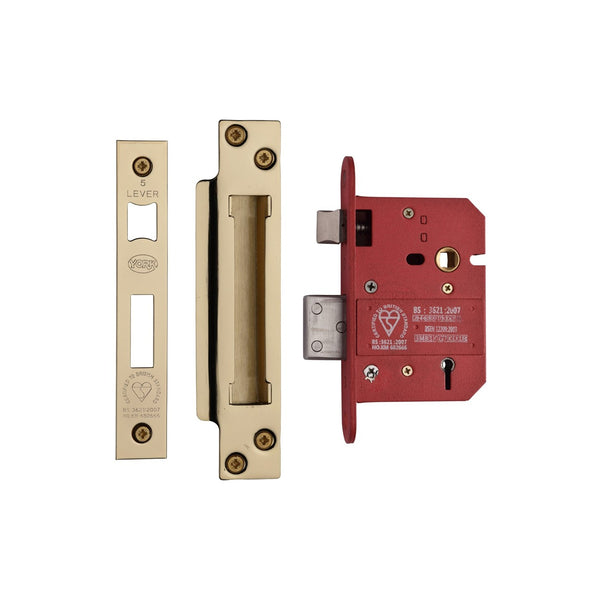 CE York British Standard 5 Lever Sashlock 3" by M Marcus - Heritage Brass